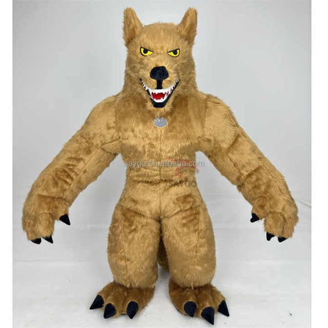 2.2m Adult Full Inflatable Wolf Costume Custom Real Life Mascot Suit for Halloween Fancy Dress Animal Cosplay Outfit Promotions