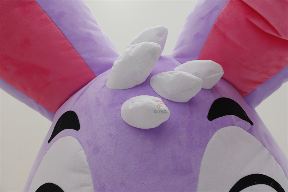 Hot Sale Saygo Inflatable Adult Purple Lovely Easter Bunny Plush Mascot Costume-Unisex Purple Mardi Gras/Carnival