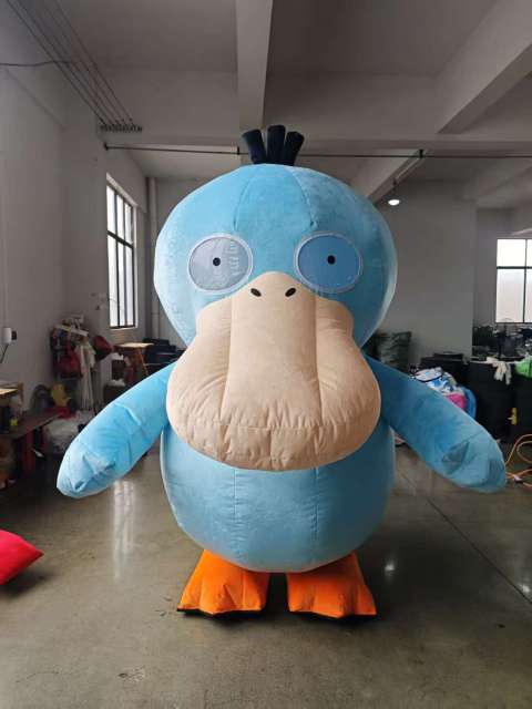 Blue Psyduck Inflatable Mascots Costume for Adults Cosplay Outside Walking 2.2m 2.6m Platypus Psyduck Animal Inflatable Suits