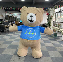 Hot Sale Teddy Bear Animal Inflatable Mascot Costume Inflatable Cartoon Walking Bear Costume with T-shirt for Party