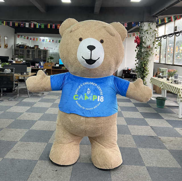 Hot Sale Teddy Bear Animal Inflatable Mascot Costume Inflatable Cartoon Walking Bear Costume with T-shirt for Party