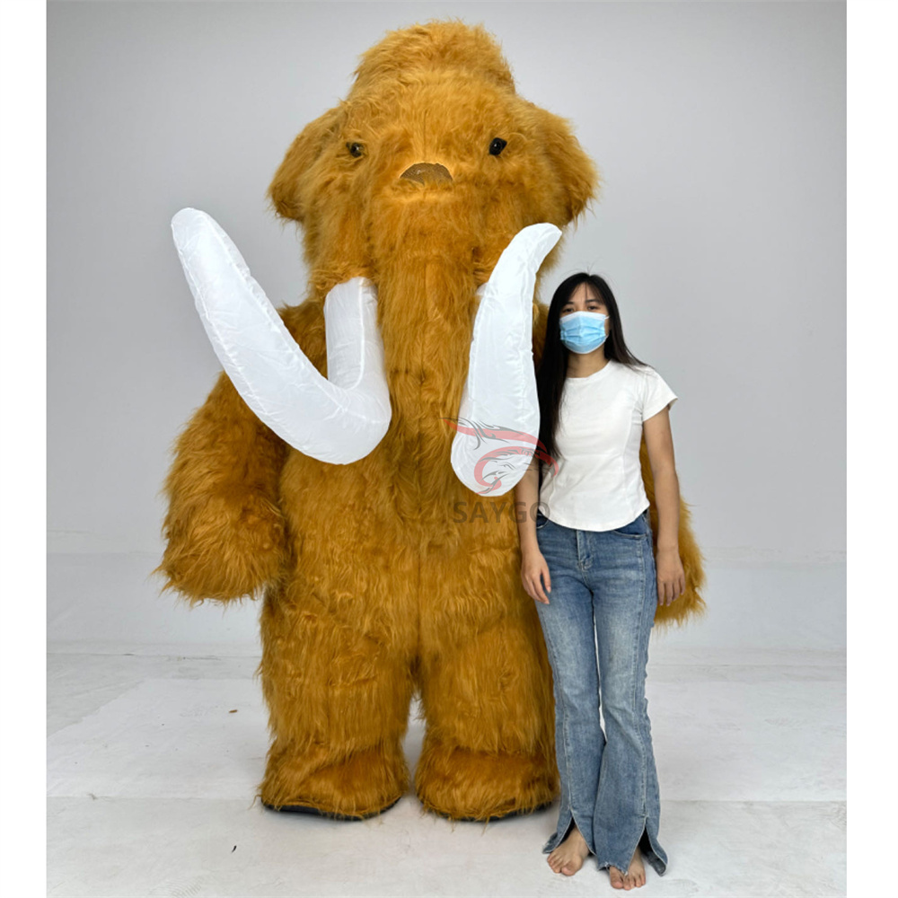 Ice Age Manny Mammoth Elephant Mascot Costume 2m 2.6m Inflate Mammoth Elephant Clothes Outfit for Adults Dress in