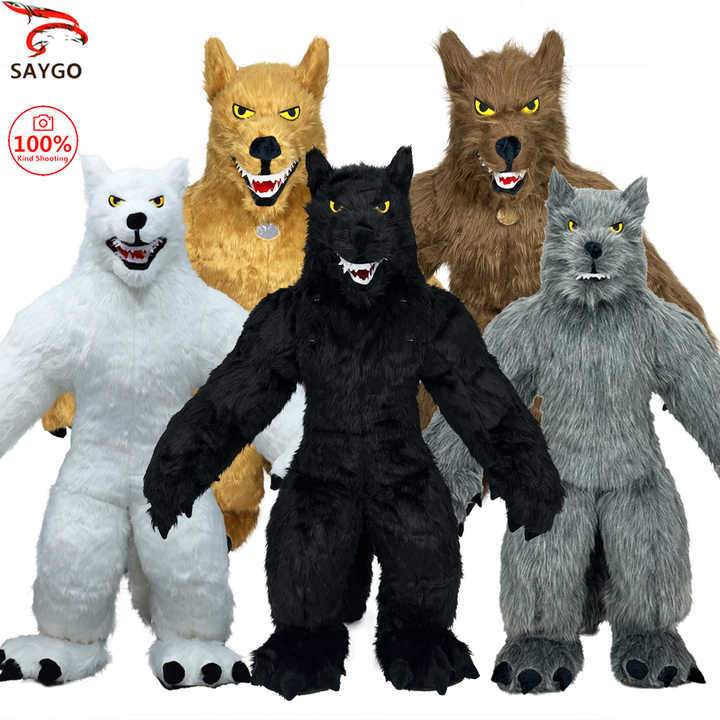 Wolf Inflatable Costume Mascot Parade Adult Role Cosplay Animal Birthday Halloween Party Activity Plush Suit
