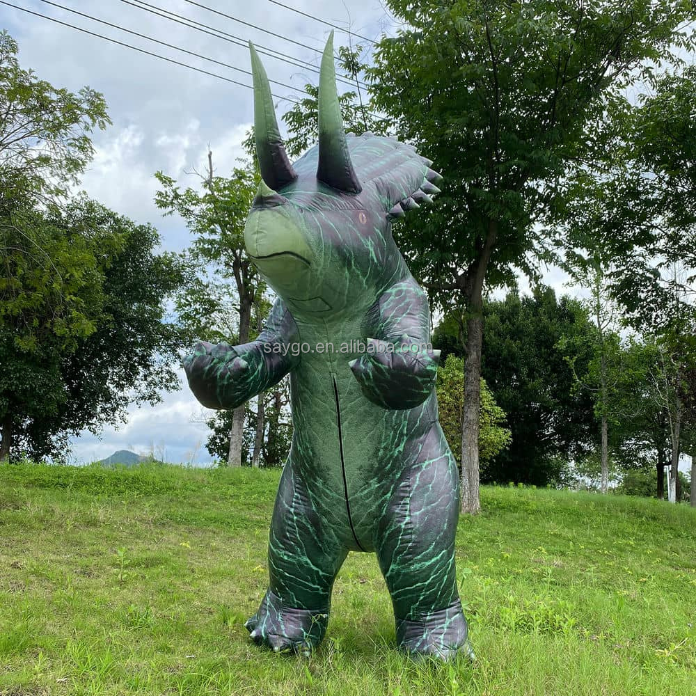 Inflatable PVC Life Size Triceratops Costume Animal Mascot Saygo Brand Mardi Gras Carnival Party Unisex Adult In-Stock