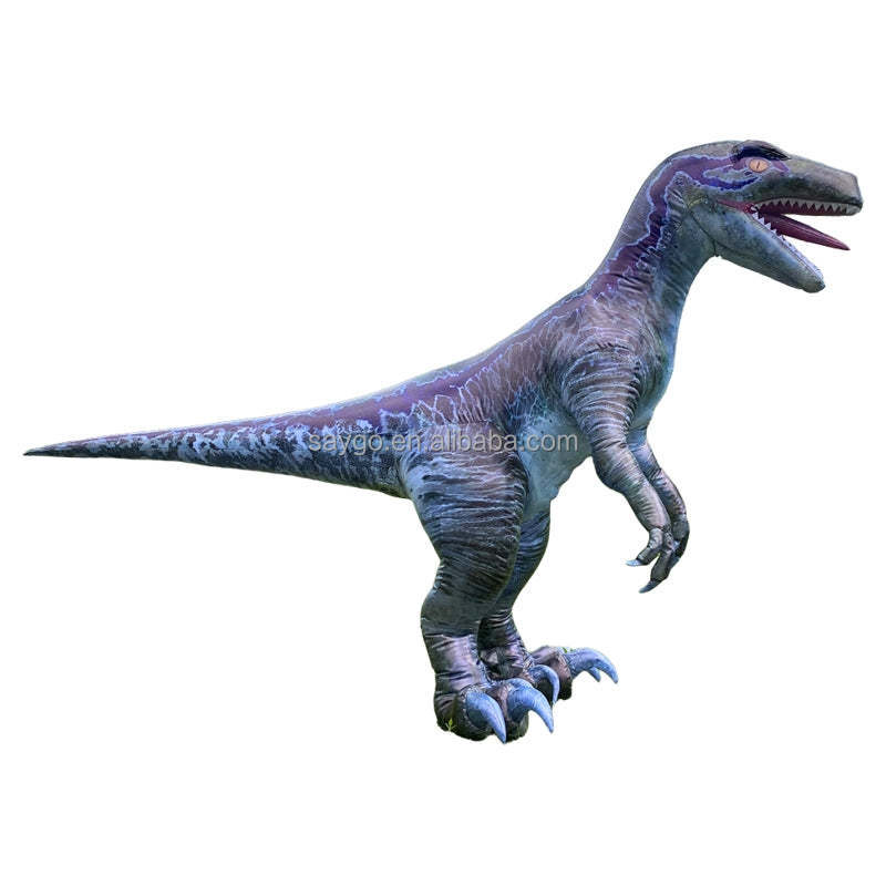 Inflatable PVC Gray Dragon Raptor T-Rex Costume-saygo Brand Mardi Gras Carnival Adult Unisex In-Stock Realistic Animal Mascot