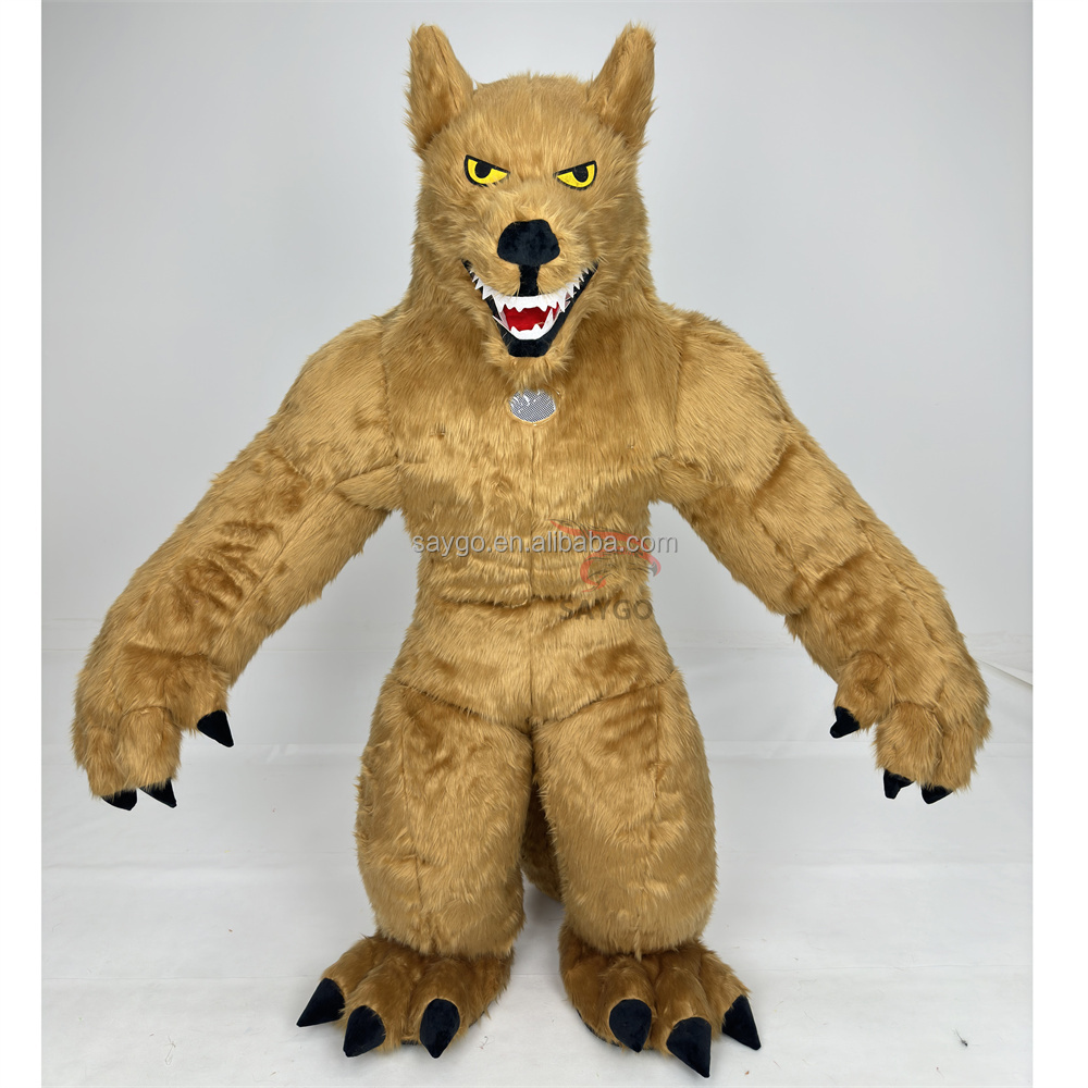 2.2m Adult Full Inflatable Wolf Costume Custom Real Life Mascot Suit for Halloween Fancy Dress Animal Cosplay Outfit Promotions