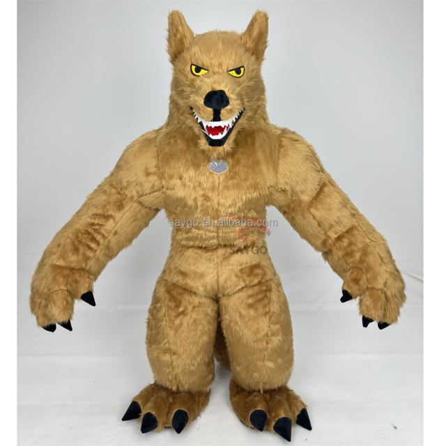 2.2m Adult Full Inflatable Wolf Costume Custom Real Life Mascot Suit for Halloween Fancy Dress Animal Cosplay Outfit Promotions