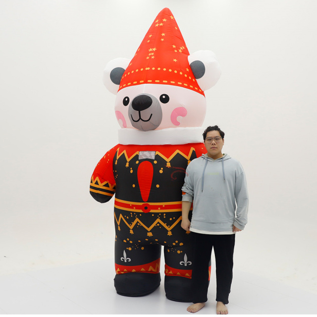 Easy View Walking Bear Inflatable Mascot Costumes for Adult Cosplay Wear 2.2m Giant Bear Inflatables Clothes for Events Business