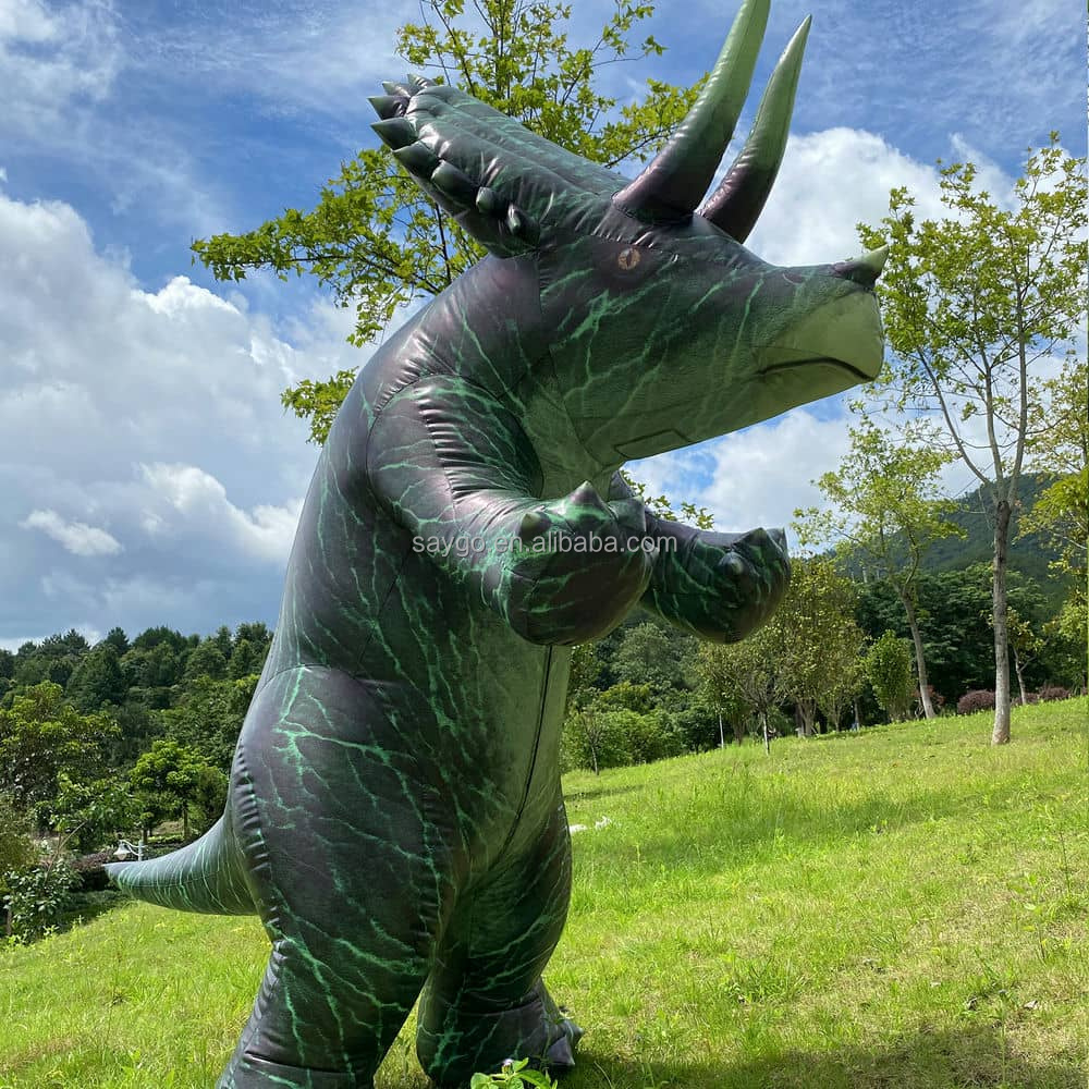 Inflatable PVC Life Size Triceratops Costume Animal Mascot Saygo Brand Mardi Gras Carnival Party Unisex Adult In-Stock