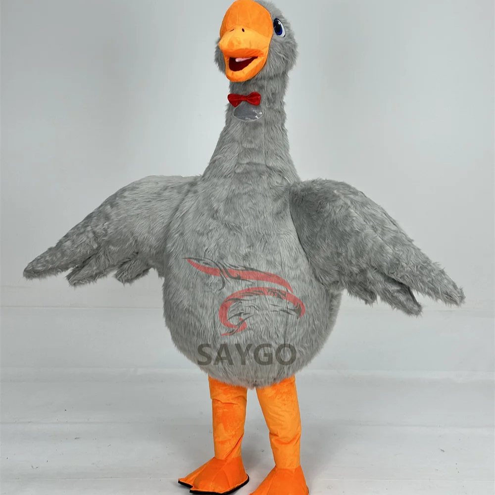 Inflatable Swan Mascot Costume Adult Furry Gray Goose Suit for Entertainment Stage Wear Full Body Animal Cosplay Dress