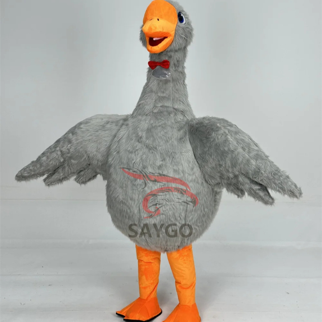 Inflatable Swan Mascot Costume Adult Furry Gray Goose Suit for Entertainment Stage Wear Full Body Animal Cosplay Dress