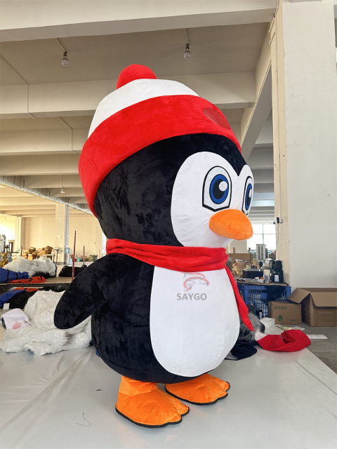 Cosplay CE 6.5ft Kids Inflatable Penguin Mascot Costume Inflatable Cartoon Baby Penguin for Birthday Events Easter Party