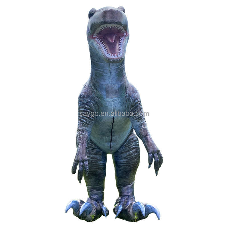 Inflatable PVC Gray Dragon Raptor T-Rex Costume-saygo Brand Mardi Gras Carnival Adult Unisex In-Stock Realistic Animal Mascot