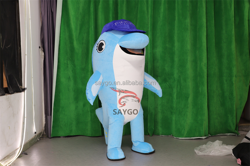 Factory Selling Walking Blue Dolphin Mascot Costumes Kids Birthday Party Carnival Show Dresses Inflatable Penguin Mascot Costume