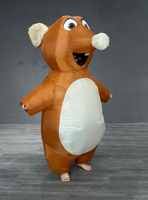 Bright Brown Pvc Costumes Inflatable Mouse Mascot Costume Suit for Party Dress.
