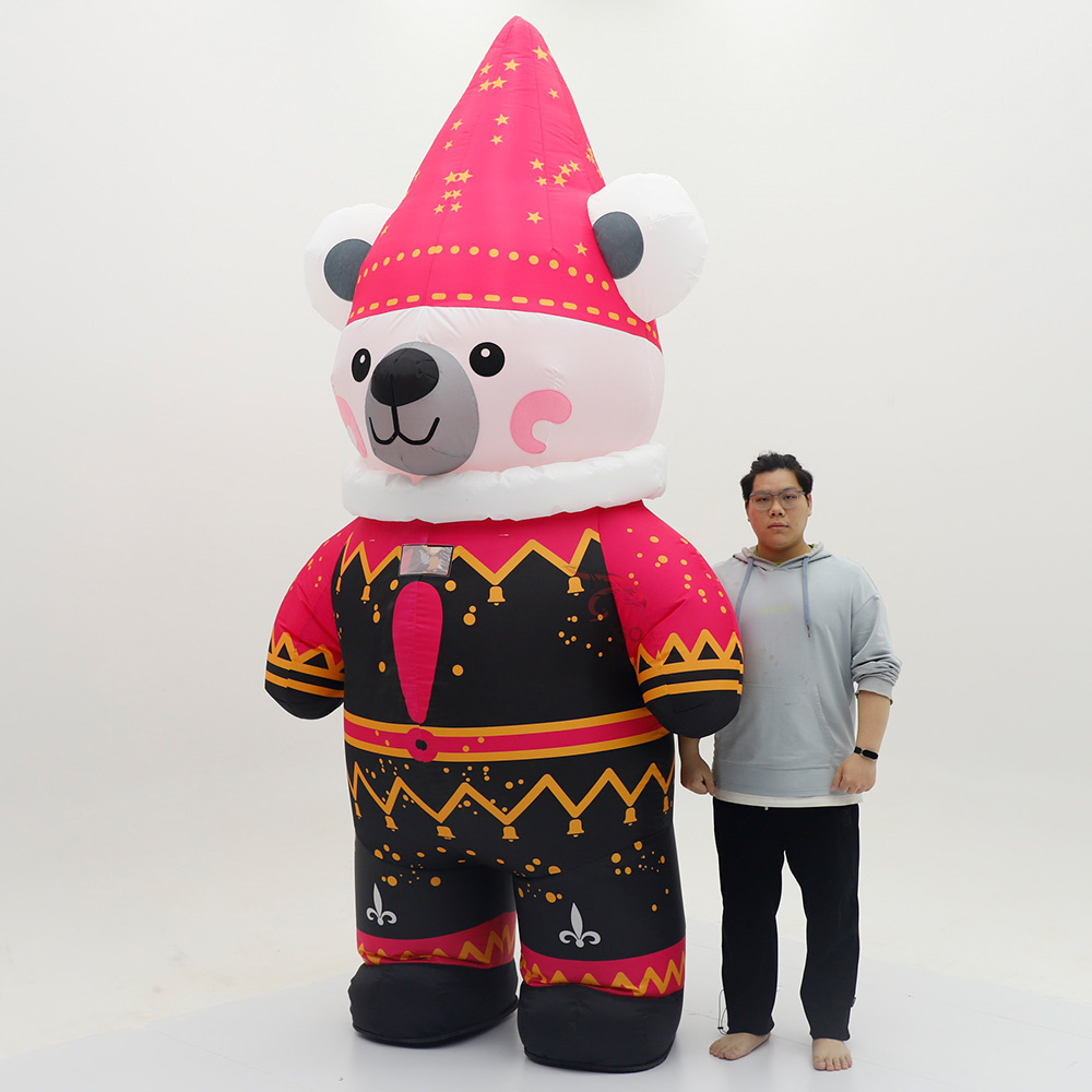 Funny Fat Santa Bear Inflatable Mascot Costumes for Events Rental Business 2.2m 2.6m Height Inflatable Bear Clothing Sale