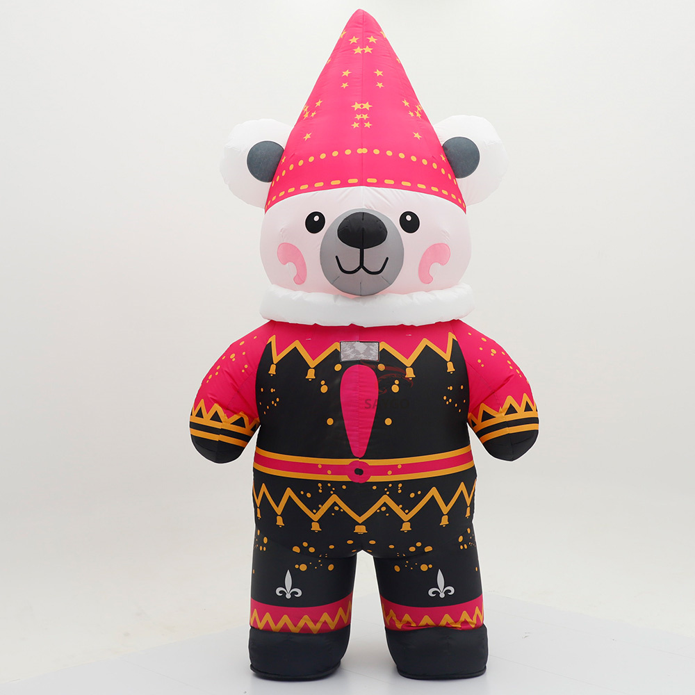 Funny Fat Santa Bear Inflatable Mascot Costumes for Events Rental Business 2.2m 2.6m Height Inflatable Bear Clothing Sale