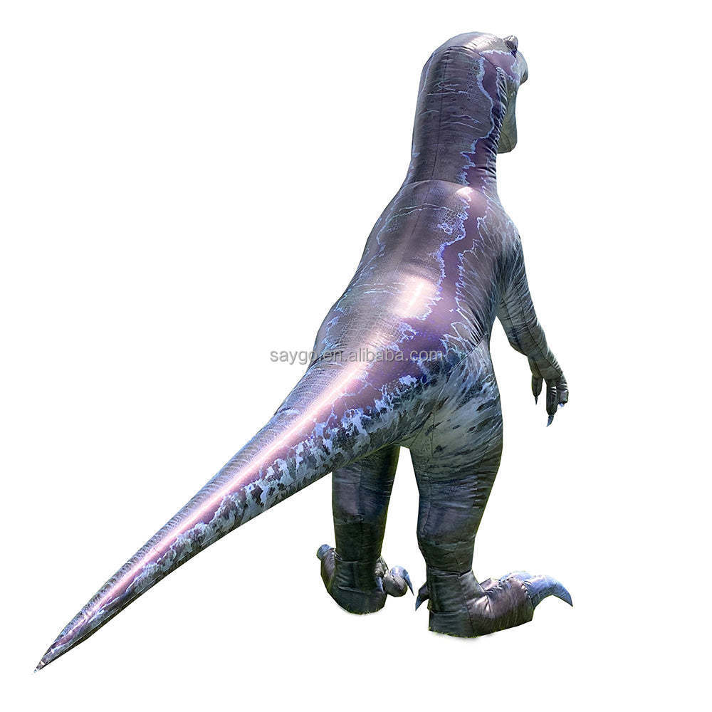 Inflatable PVC Gray Dragon Raptor T-Rex Costume-saygo Brand Mardi Gras Carnival Adult Unisex In-Stock Realistic Animal Mascot