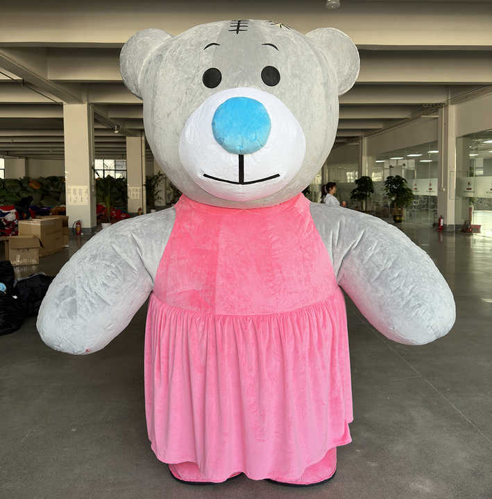Dress Teddy Bear  Wedding Party Easy Wear Good Visual Adult Cosplay Plush Inflatable Teddy Bear Costume with pink Skirt for Sale,Big Mascot,Manufacturer Wedding Party Easy Wear Good Visual Adult Cosplay Plush Inflatable Teddy Bear Costume with pink Skirt for Sale