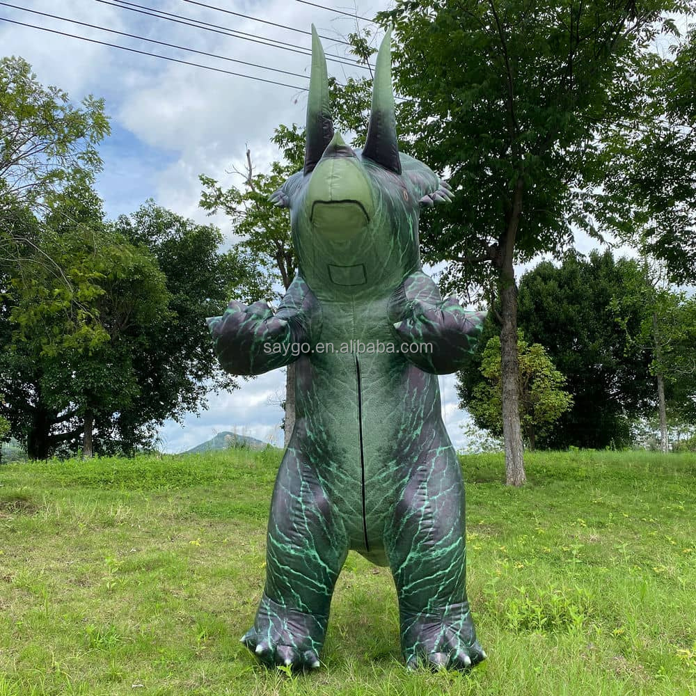 Inflatable PVC Life Size Triceratops Costume Animal Mascot Saygo Brand Mardi Gras Carnival Party Unisex Adult In-Stock