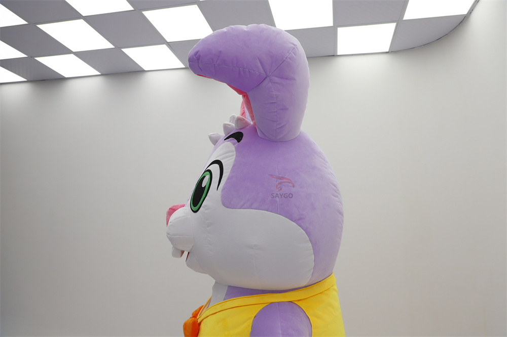 Hot Sale Saygo Inflatable Adult Purple Lovely Easter Bunny Plush Mascot Costume-Unisex Purple Mardi Gras/Carnival