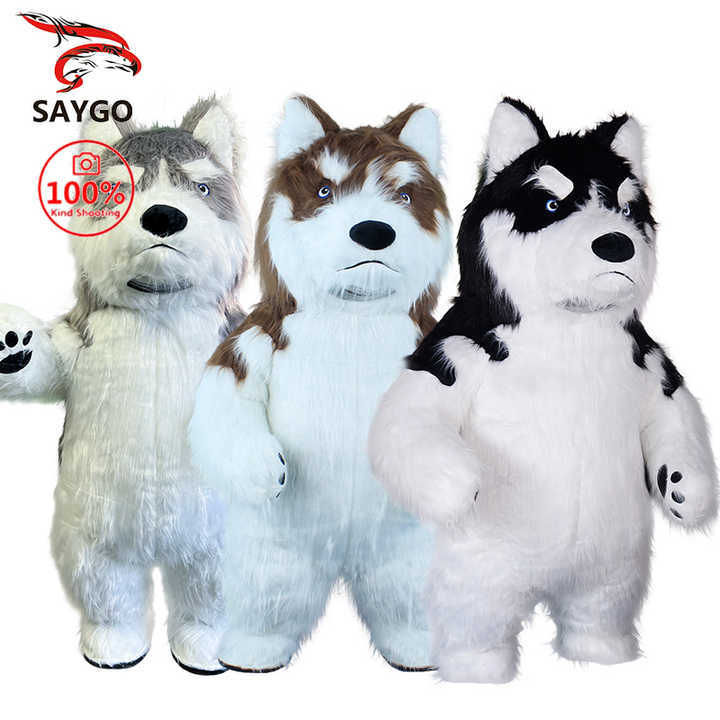 Saygo in Stock CE 2M/2.6M Inflatable Husky Cartoon Character Dog Mascot Costume Cosplay Suit for Party