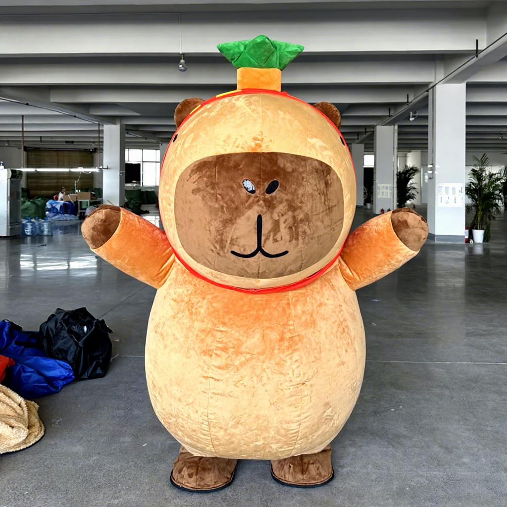 Chinese Cartoon Character Make Funny Adult Inflatable Brown Kapibala Mascot Costume Cartoon Mascots for Party Events Rental Ads