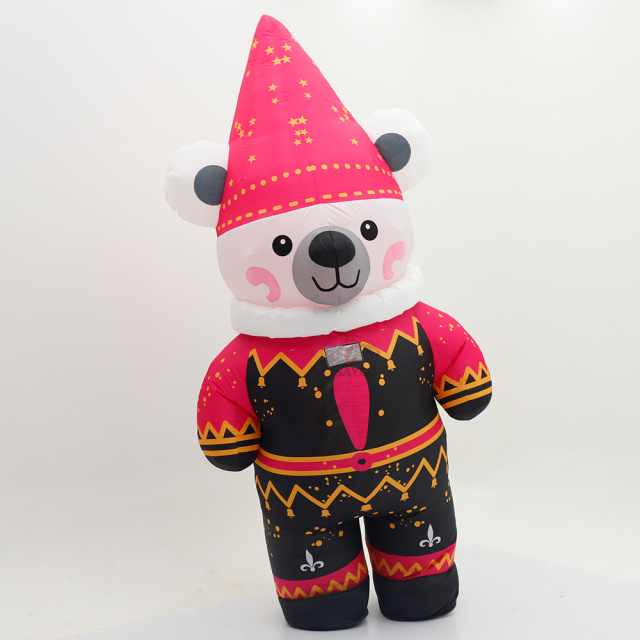 Funny Fat Santa Bear Inflatable Mascot Costumes for Events Rental Business 2.2m 2.6m Height Inflatable Bear Clothing Sale