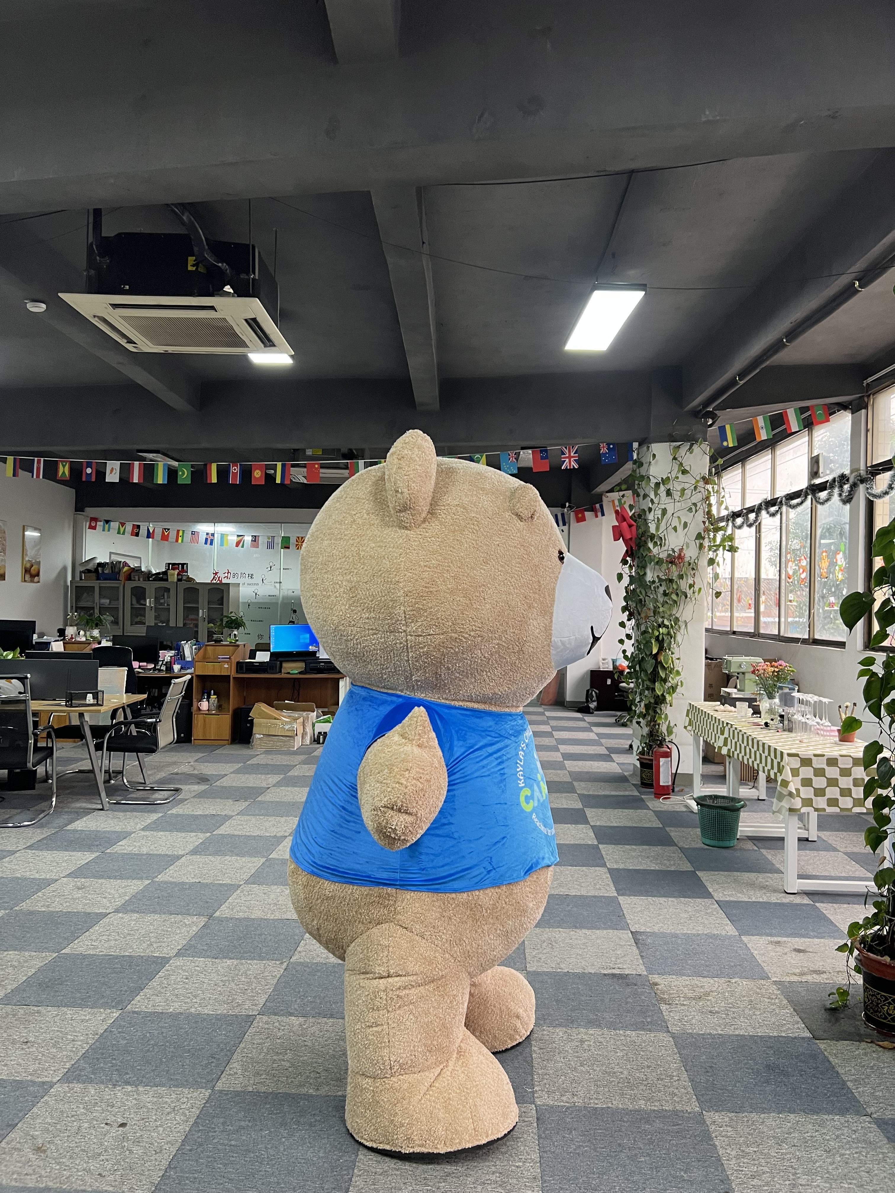 Hot Sale Teddy Bear Animal Inflatable Mascot Costume Inflatable Cartoon Walking Bear Costume with T-shirt for Party