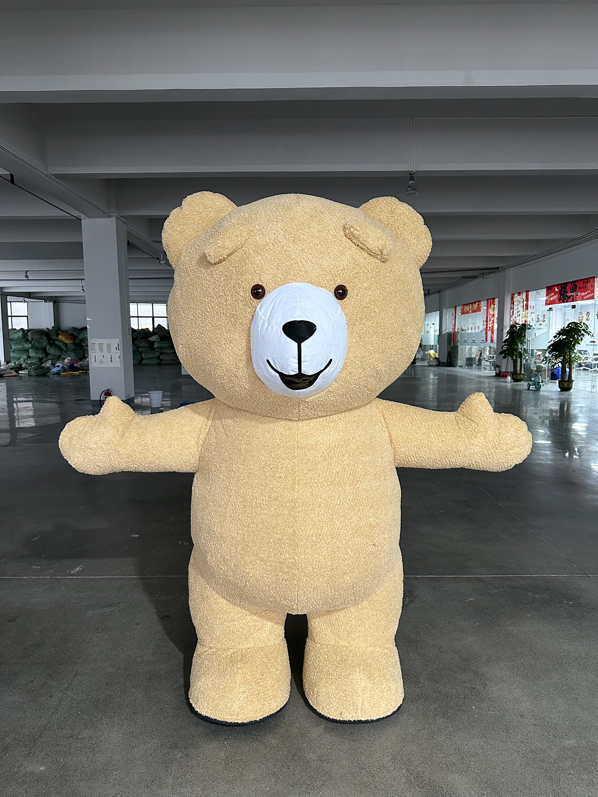 Party Animal Walking Cartoon Brown Teddy Bear Costume Custom Giant Inflatable Bear Mascot Costume for Adult