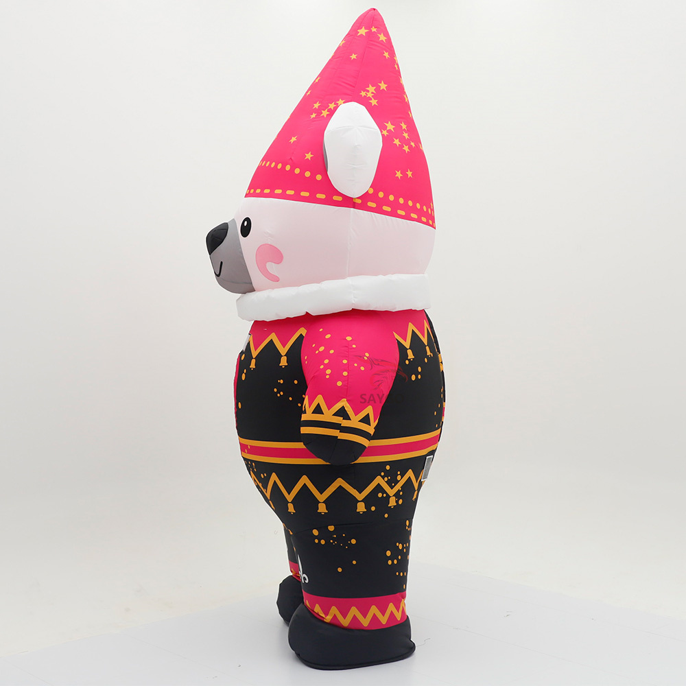 Funny Fat Santa Bear Inflatable Mascot Costumes for Events Rental Business 2.2m 2.6m Height Inflatable Bear Clothing Sale