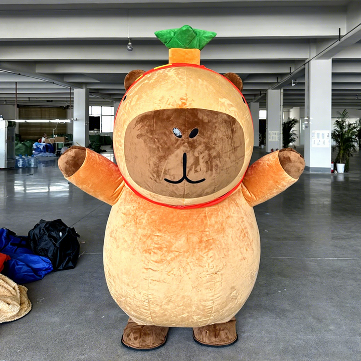 Chinese Cartoon Character Make Funny Adult Inflatable Brown Kapibala Mascot Costume Cartoon Mascots for Party Events Rental Ads