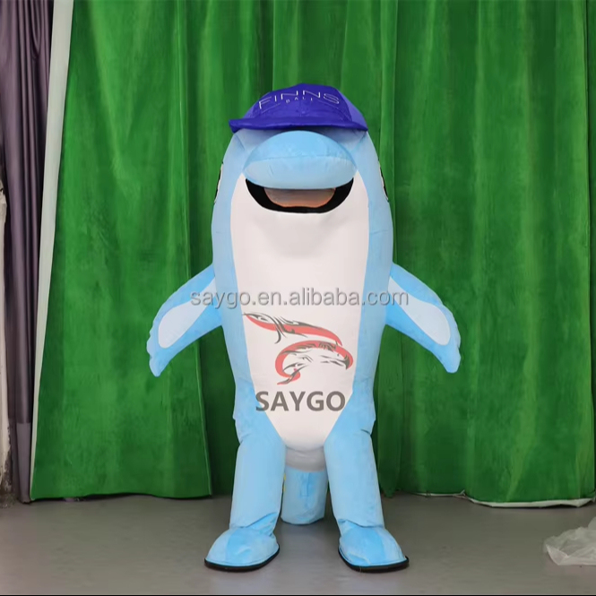 Factory Selling Walking Blue Dolphin Mascot Costumes Kids Birthday Party Carnival Show Dresses Inflatable Penguin Mascot Costume