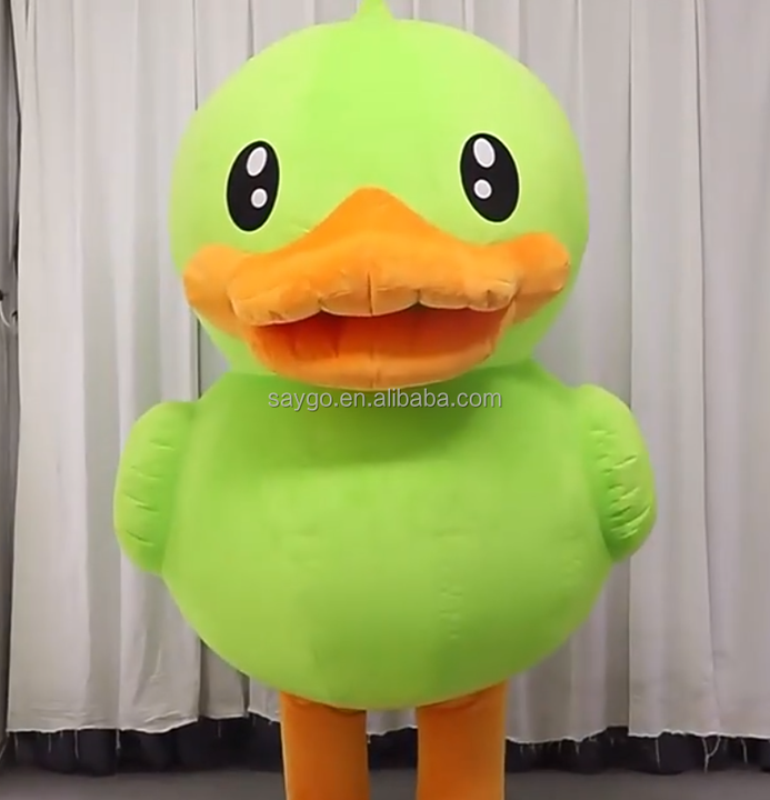 Giant 2m/2.6m Inflatable Green Duck Mascot Costume for Adults Fun Cosplay Suit for Parties Anime & Bug Style on Sale