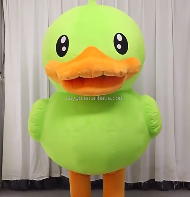 Giant 2m/2.6m Inflatable Green Duck Mascot Costume for Adults Fun Cosplay Suit for Parties Anime & Bug Style on Sale