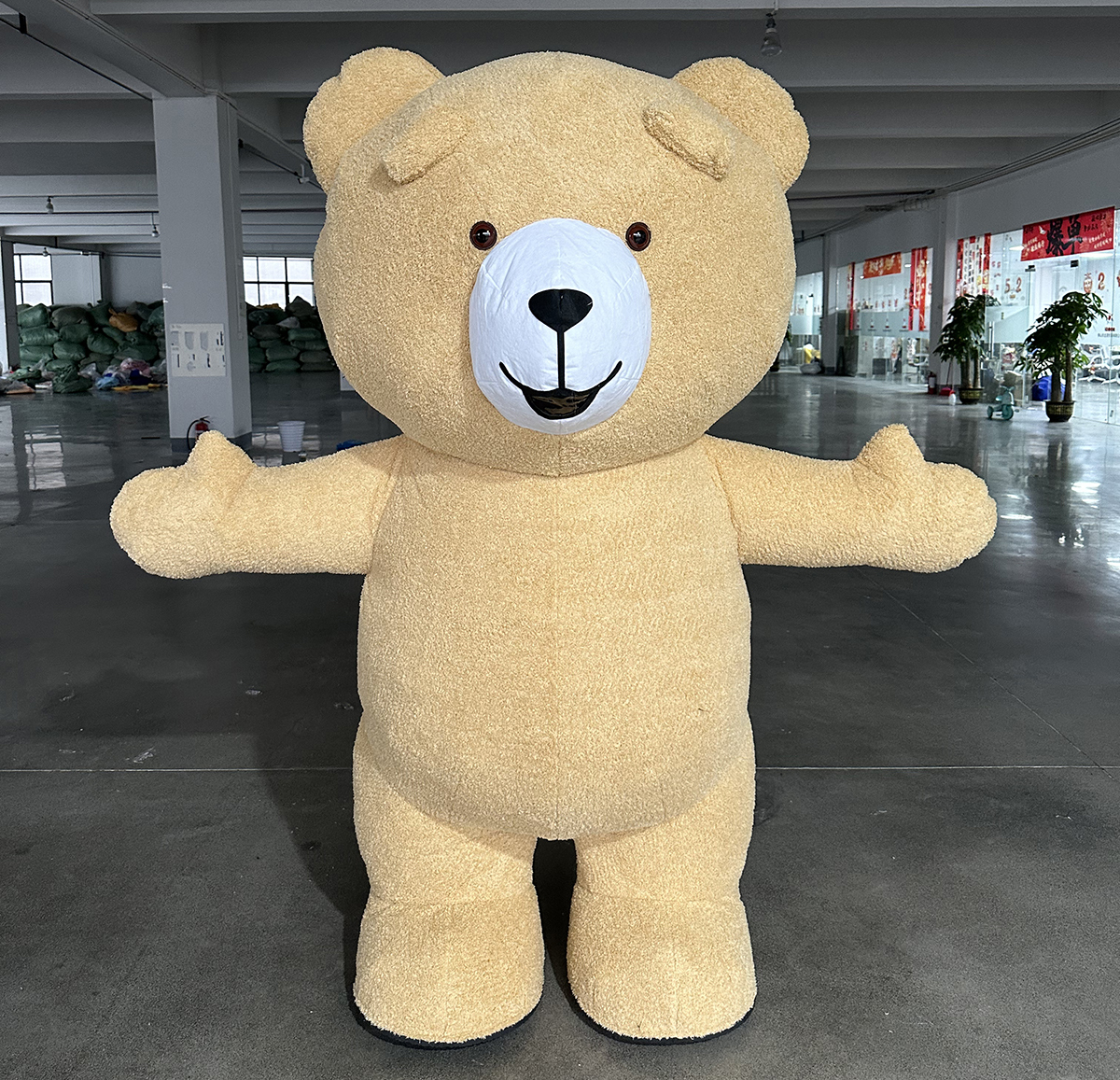 Party Animal Walking Cartoon Brown Teddy Bear Costume Custom Giant Inflatable Bear Mascot Costume for Adult