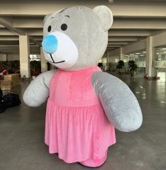 Dress Teddy Bear  Wedding Party Easy Wear Good Visual Adult Cosplay Plush Inflatable Teddy Bear Costume with pink Skirt for Sale,Big Mascot,Manufacturer Wedding Party Easy Wear Good Visual Adult Cosplay Plush Inflatable Teddy Bear Costume with pink Skirt for Sale