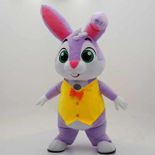 Hot Sale Saygo Inflatable Adult Purple Lovely Easter Bunny Plush Mascot Costume-Unisex Purple Mardi Gras/Carnival