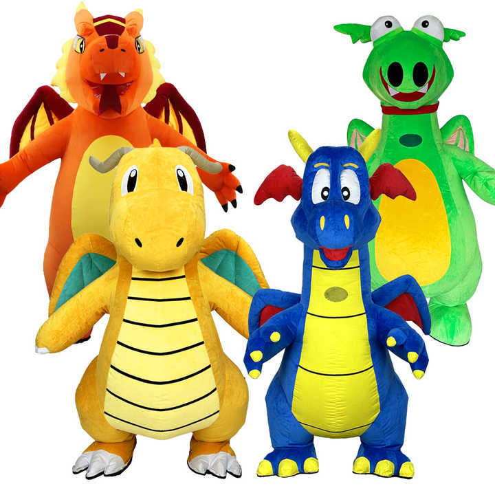 Cartoon Little Dragon Inflatable Costume Mascot Parade Adult Role Cosplay Birthday Festival Halloween Party Activity Set
