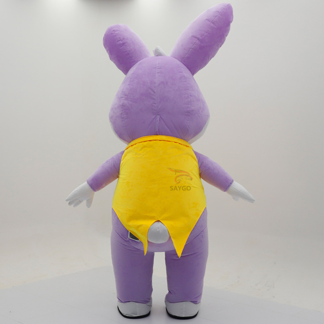 Hot Sale Saygo Inflatable Adult Purple Lovely Easter Bunny Plush Mascot Costume-Unisex Purple Mardi Gras/Carnival