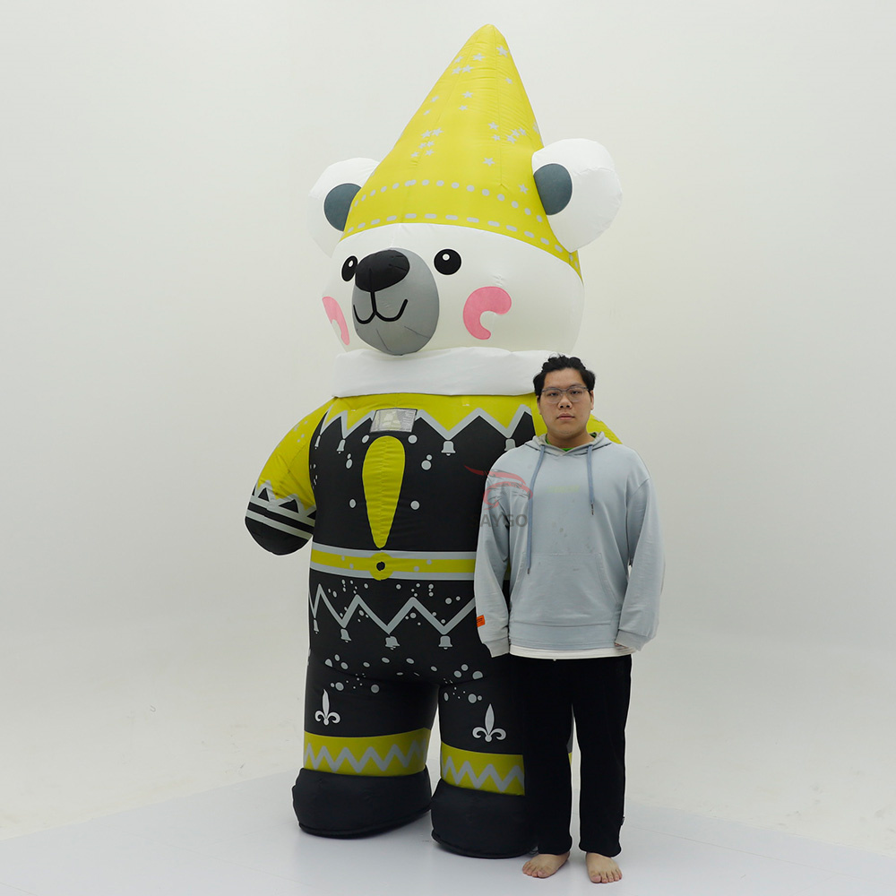 Yellow Starbucks Mascot Bears Inflatable Mascot Costume for Adults Cosplay Performance 2.2m Bear Inflatable Clothing,Big Mascot,Yellow Star Bears Inflatable Mascot Costume for Adults Cosplay Performance 2.2m Bear Inflatable Clothing