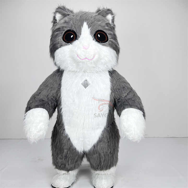 Saygo High Quality CE 2m/2.6m Plush Cartoon Inflatable Walking Animal Cat Mascot Costumes for Party Sale