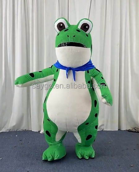 可爱愚蠢青蛙吉祥物服装绿色充气成人卡通娱乐玩具青蛙蟾蜍服装与成人吉祥物特色