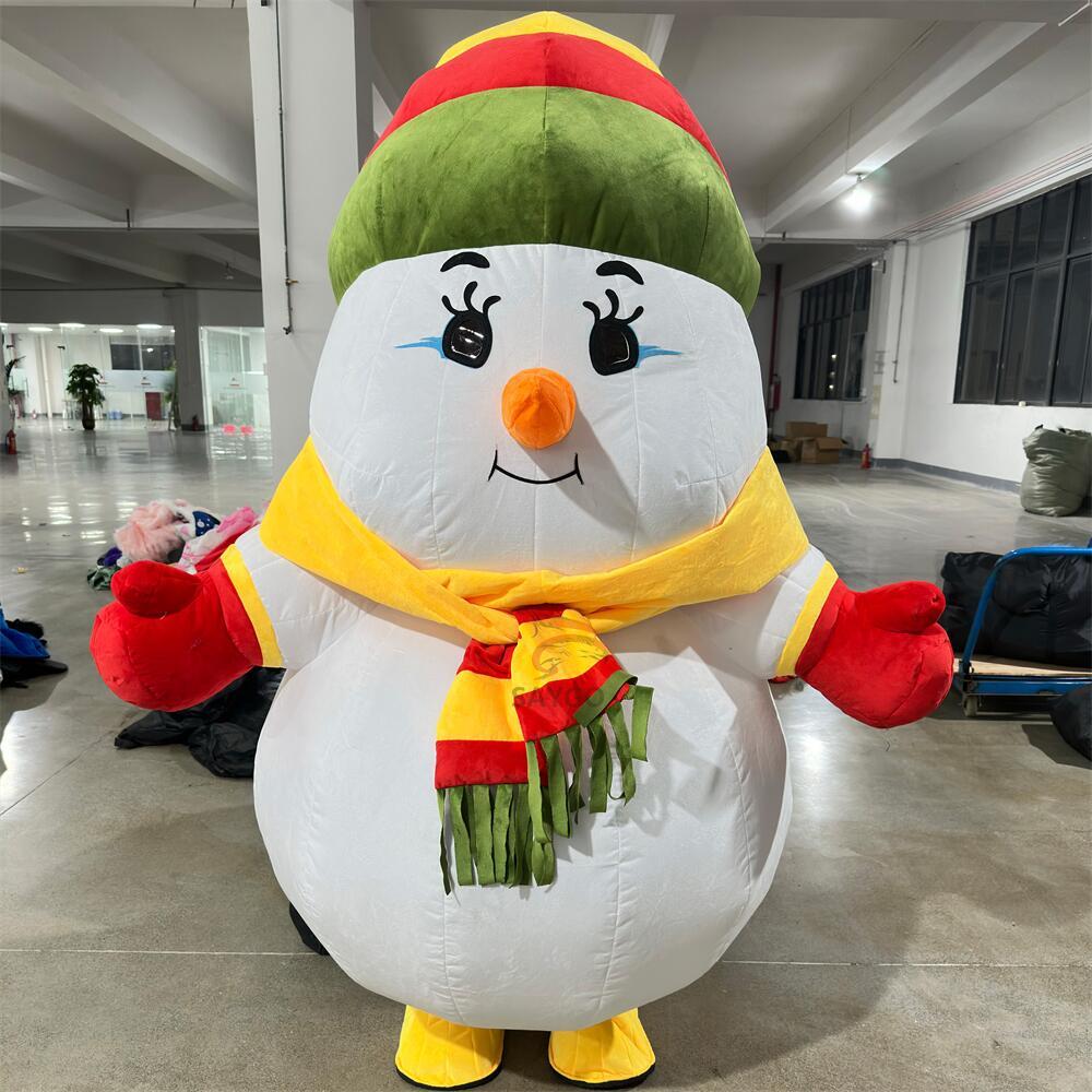 圣诞定制万圣节吉祥物毛绒嘉年华卡通人物充气胖雪人吉祥物成人服装