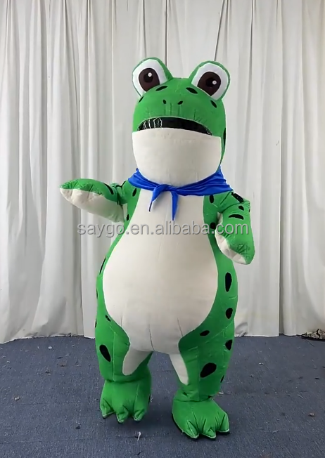 可爱愚蠢青蛙吉祥物服装绿色充气成人卡通娱乐玩具青蛙蟾蜍服装与成人吉祥物特色