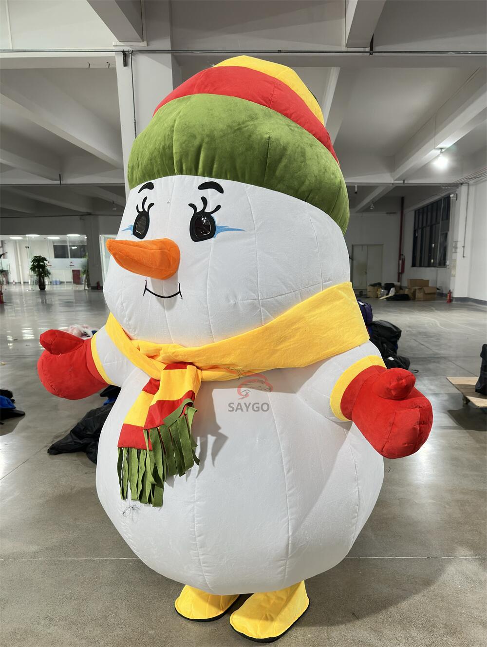 圣诞定制万圣节吉祥物毛绒嘉年华卡通人物充气胖雪人吉祥物成人服装