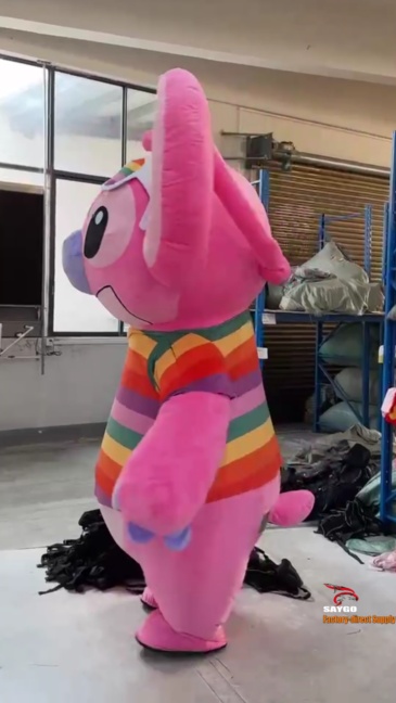 Pink Stitch with Color T-shirt  Mascot Costume Party Show Giant Plush Inflatable Adult Party Event Mascot Cartoon Fancy Dress Character Costume,Big Mascot,Pink Stitch with Color T-shirt  Mascot Costume Party Show Giant Plush Inflatable Adult Party Event Mascot Cartoon Fancy Dress Character Costume