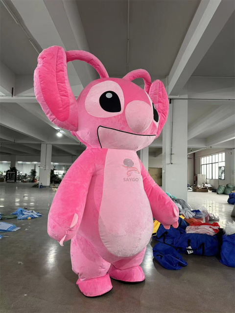 Pink Stitch Mascot Costume Party Show Giant Plush Inflatable Adult Party Event Mascot Cartoon Fancy Dress Character Costume,Big Mascot,Pink Stitch Mascot Costume Party Show Giant Plush Inflatable Adult Party Event Mascot Cartoon Fancy Dress Character Costume
