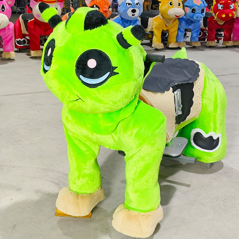 Best Seller Electric Plush Horse Animal Green Elephant Scooter for Adults-Steel Track Rides  Shopping Mall Use Sale
