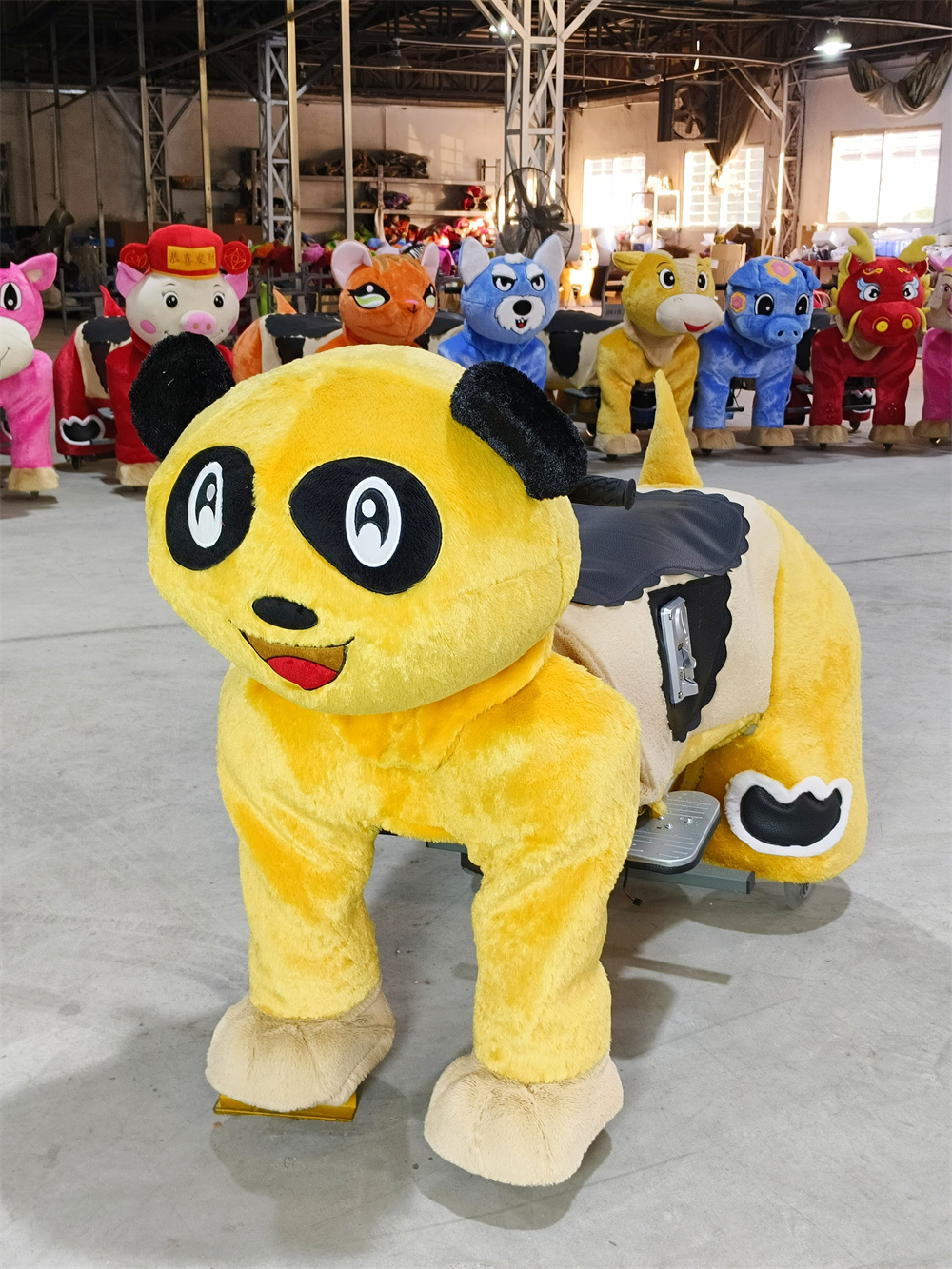 Plush Animal Electric Scooter Ride-On Toy Coin Operated Commercial Use for Children & Adults